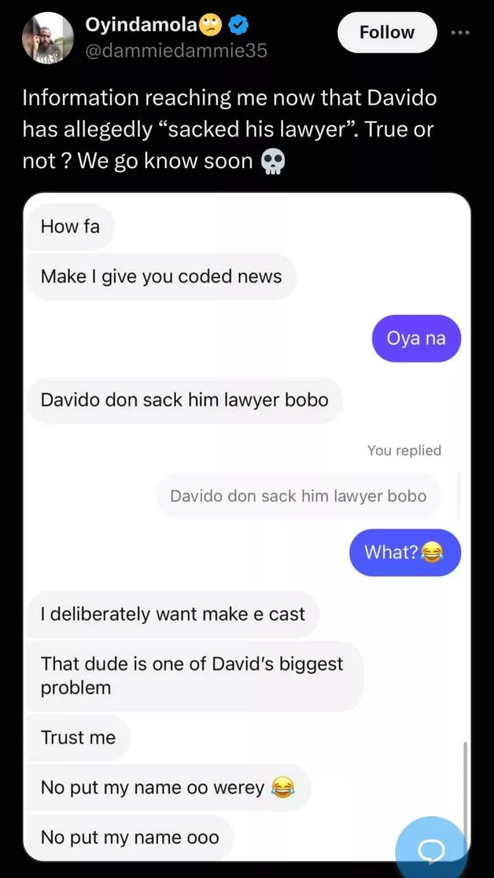 Davido allegedly sacks his lawyer, Bobo Ajudua