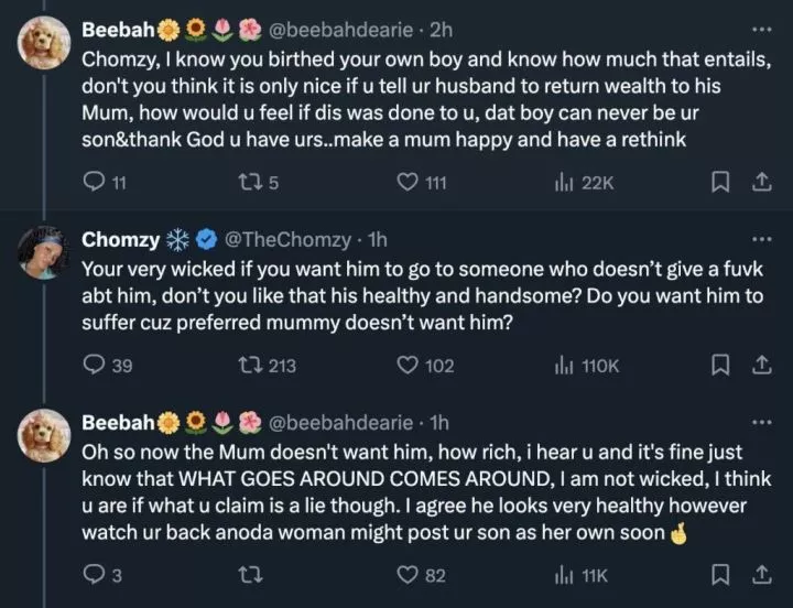 Chomzy bashed for 'stealing' stepson, posting him as her child