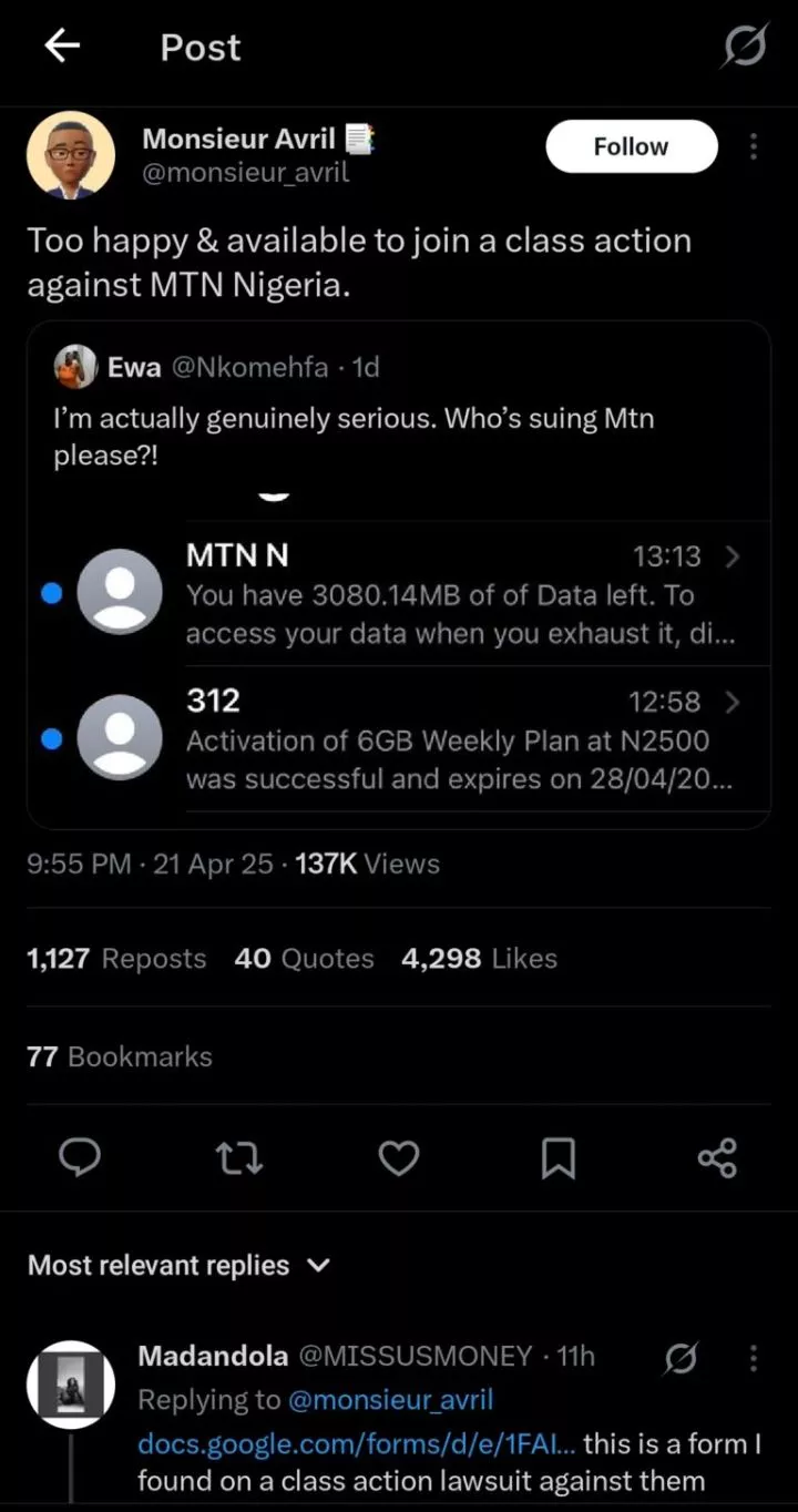 Nigerians sue MTN over alleged data drainage and false data top-ups