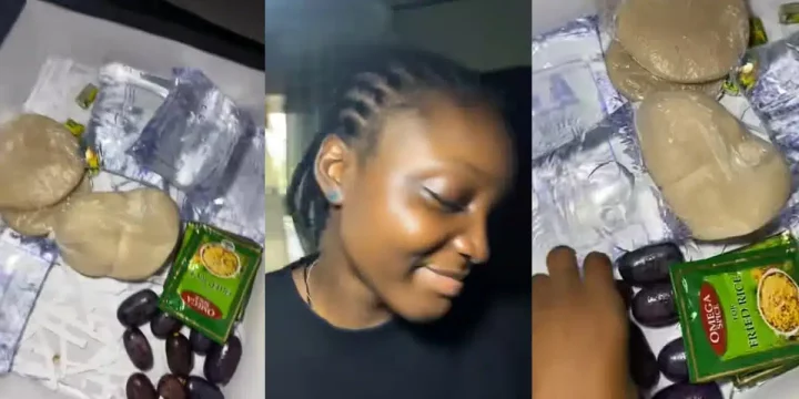 Nigerian lady causes buzz as boyfriend gifts her pure water, Maggi, groundnut oil on Girlfriend's Day