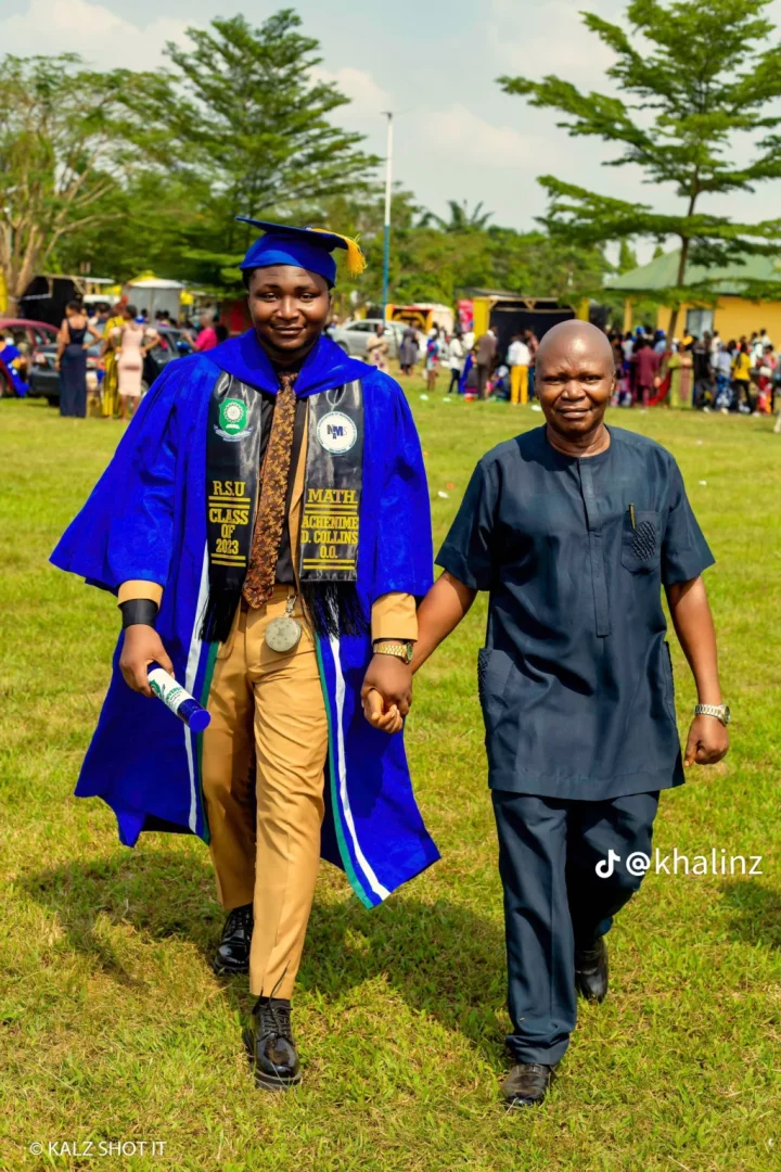 Man recreates graduation photo with his father