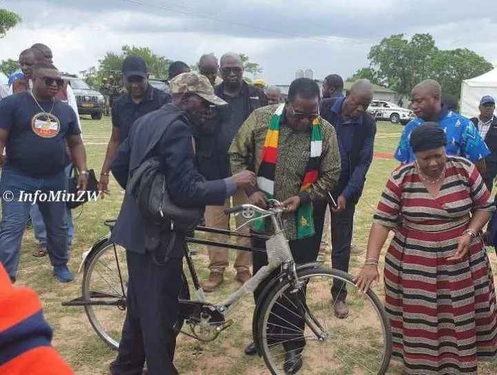 Zimbabwe President Donates 54 Bicycles To Village Heads As Christmas Gift