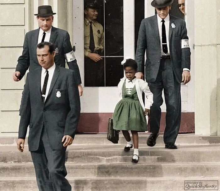 Ruby Bridges, The First African-American To Attend A White Elementary School In The Deep South, 1960. Colorized 