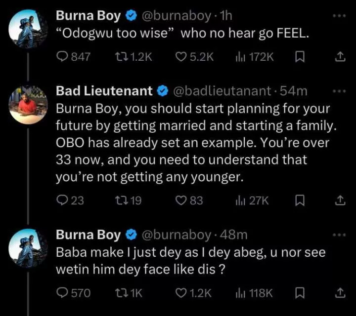 Davido is not a good example of someone who got married and started a family - Burna Boy mocks Davido amid custody battle with baby mama Sophia Momodu