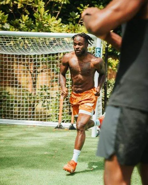 Victor Moses working hard to stay in shape in a private pitch.