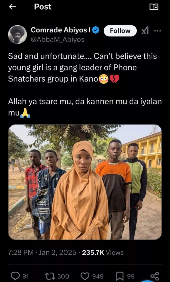 Female-led phone snatching gang apprehended in Kano