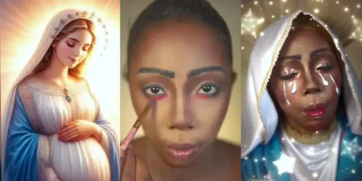 Artist sparks debate with makeup transformation into Holy Mary