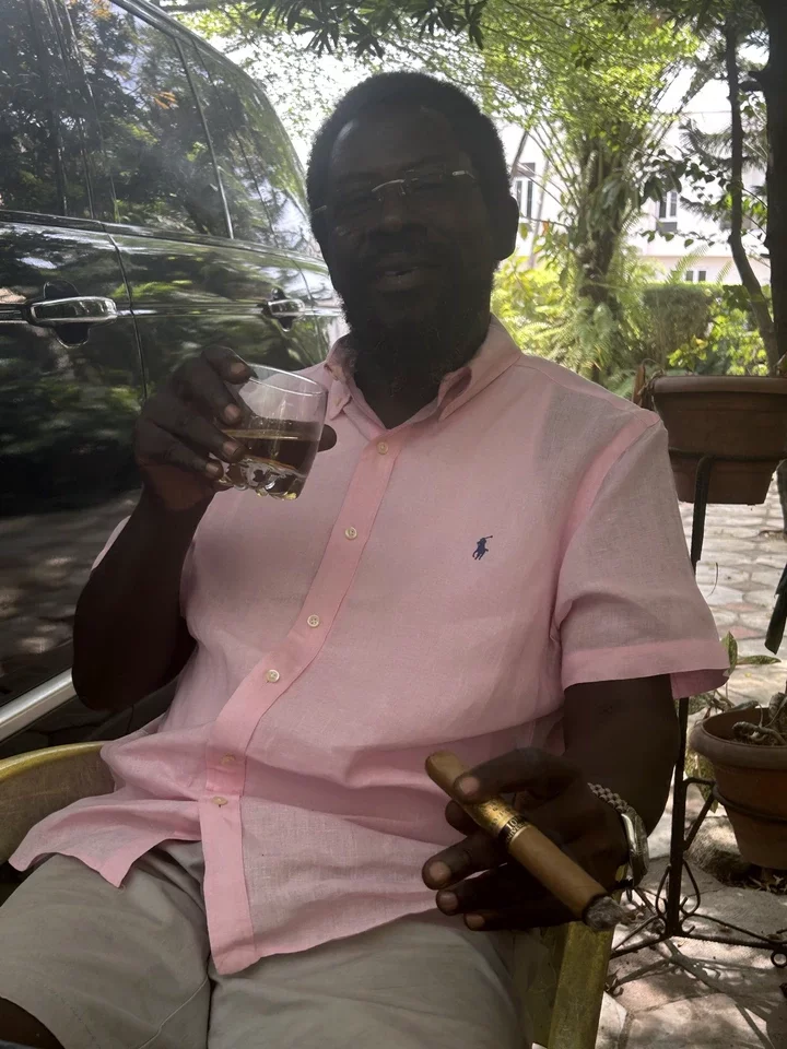 Reactions as Dele Farotimi shares photo of himself drinking and smoking in his residence.