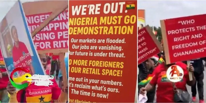 "Nigerians Must Go" - Protest rocks Ghana, protesters accuse Nigerians of kidnapping their kids