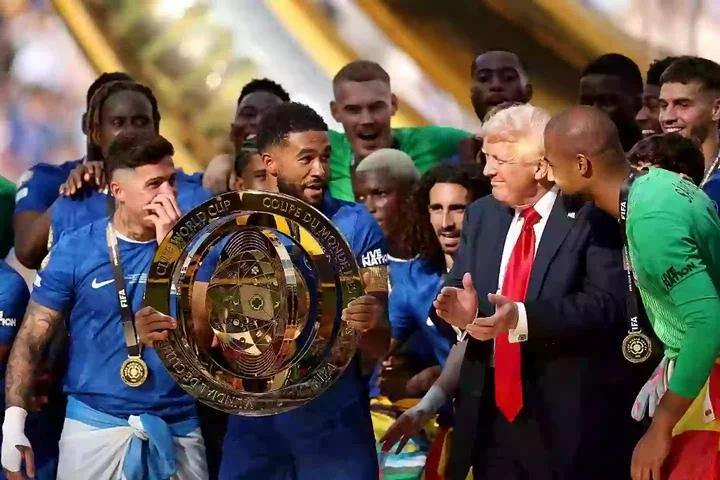 Donald Trump staying on stage as Chelsea lifted the trophy was the last thing anybody expected to see during yesterday's Club World Cup final (Buda Mendes/Getty Images)