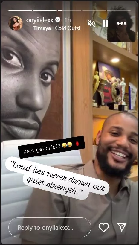 Actress, Onyii Alex Reassures Fans With Video Call Screenshot Amid Concerns For Alex Ekubo's Wellbeing