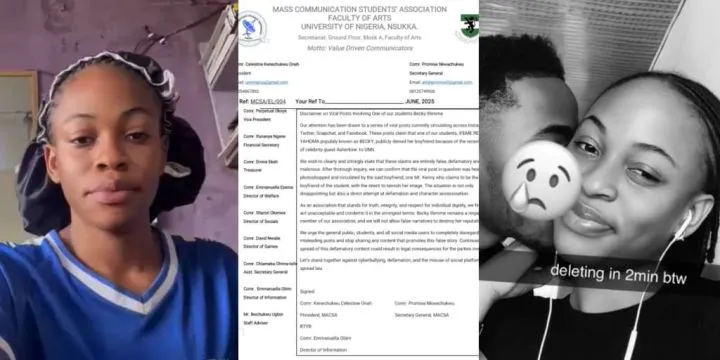 UNN discredits viral photo shared following Rebecca's outing with Asherkine UNN discredits viral photo shared following Rebecca's outing with Asherkine