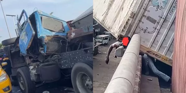 Lagos Bridge Crash Kills Two Dispatch Riders as Trucks Collide, Drivers Flee Lagos Bridge Crash Kills Two Dispatch Riders as Trucks Collide, Drivers Flee