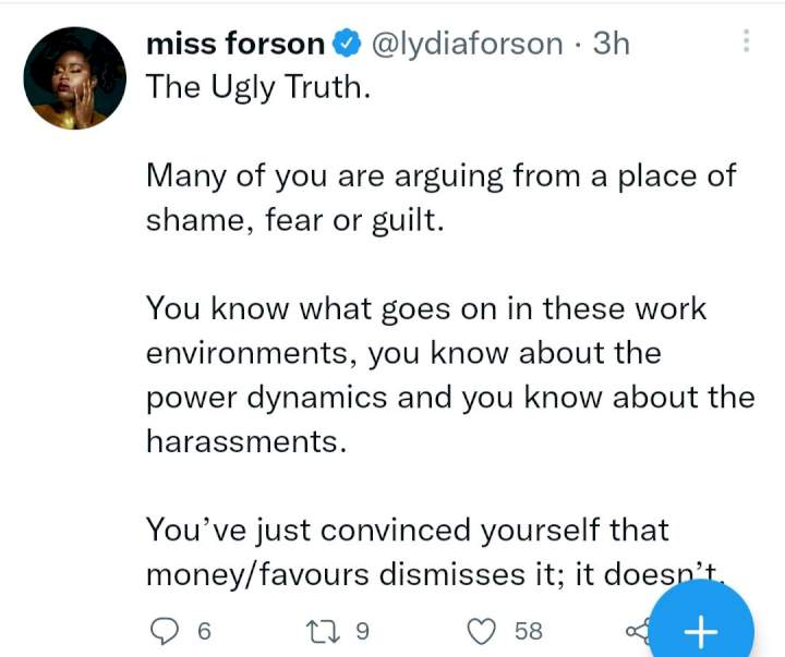 Stop acting like women and men are not sucking d**k under the table for jobs ? Actress Lydia Forson says 