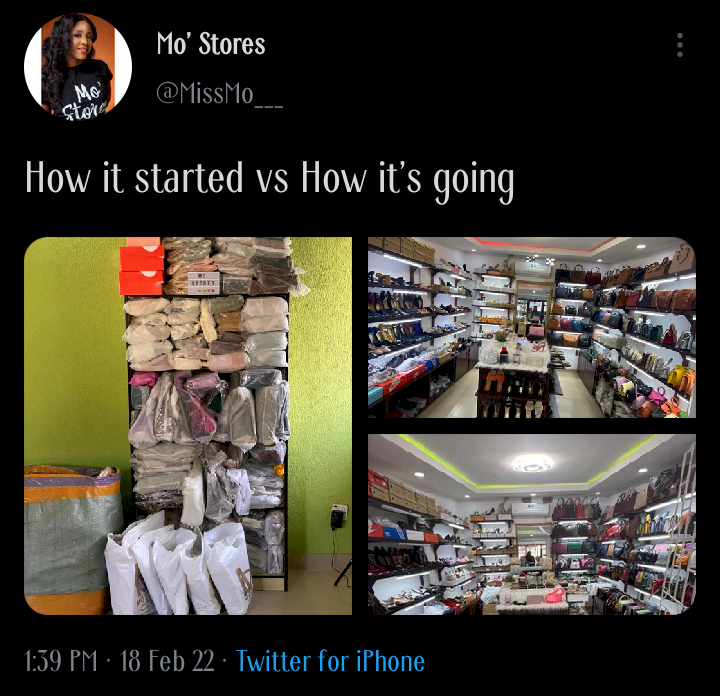 How it started vs How it's going: Lady shows off impressive business growth