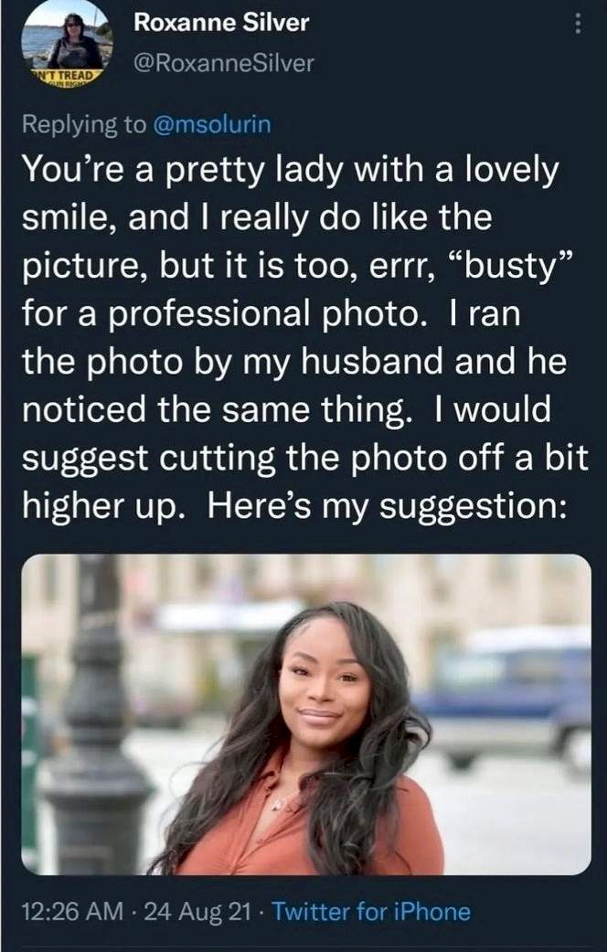 Busty Nigerian lawyer practicing in New York is told to crop out her chest in professional photo because her bust makes it 'unprofessional'