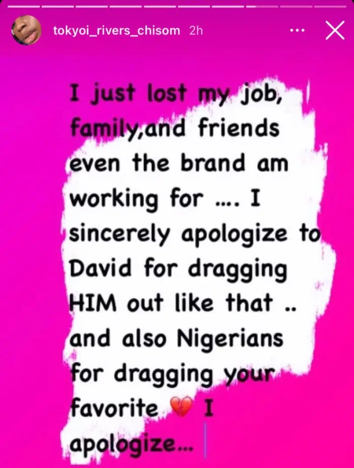 Chisom Flower loses job after calling out Davido, tenders apology