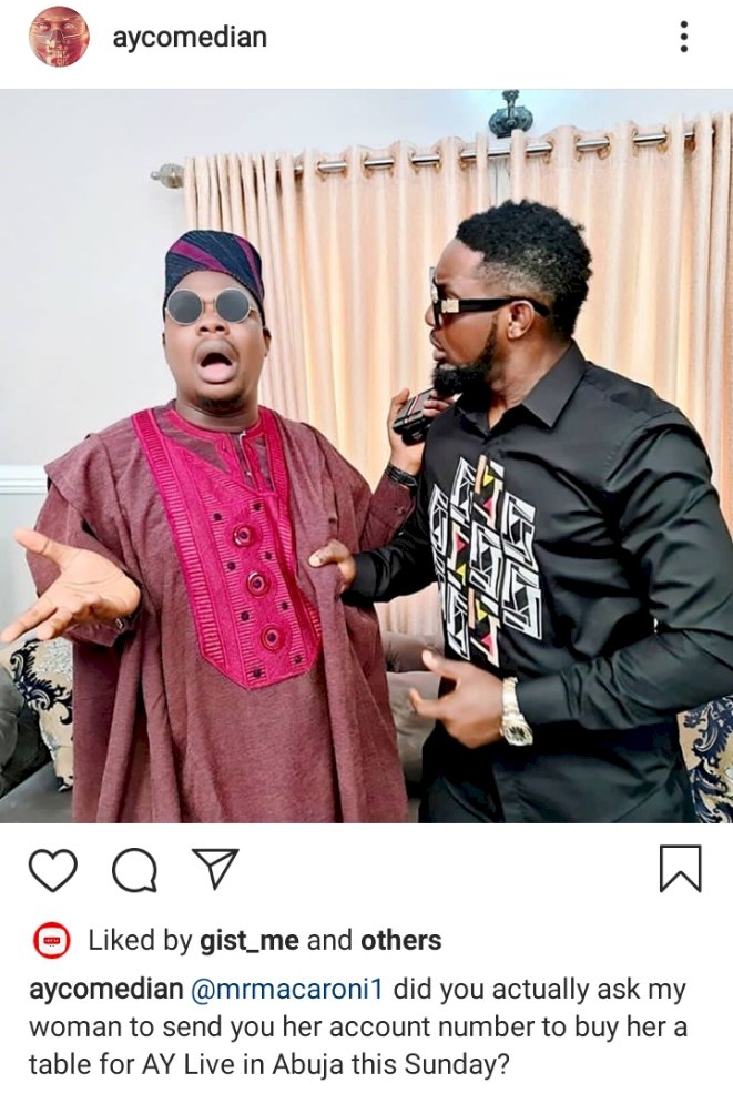 Mr Macaroni reacts after comedian Ay dragged him for allegedly making advances at his wife