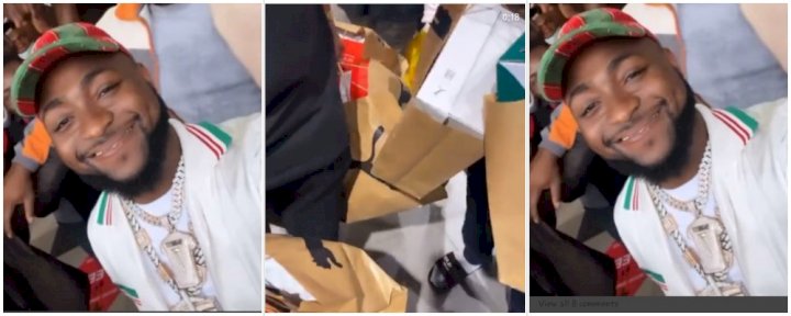 Moment Davido shut down a store in Lagos to buy shoes for his crew (Video)