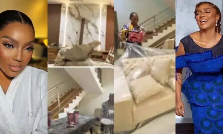 "If you wanna sit on this, you go baff" - Chioma Akpotha flaunts home expensive makeover (Video)