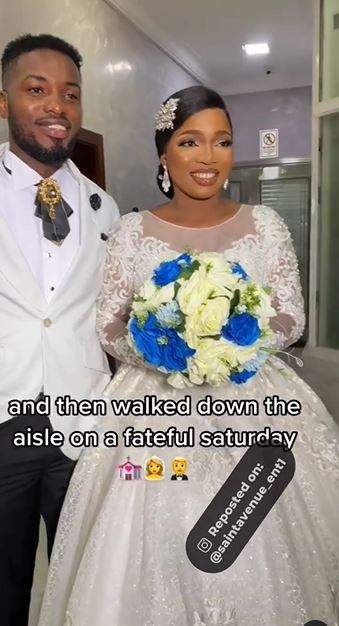 Nigerian lady marries man who was her reading partner in school, their glow-up wow netizens (Video)
