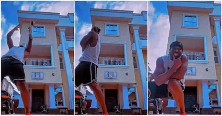 "How you do am?" - Reactions as Paul Okoye shocks fans with unbelievable basketball shot (Video)