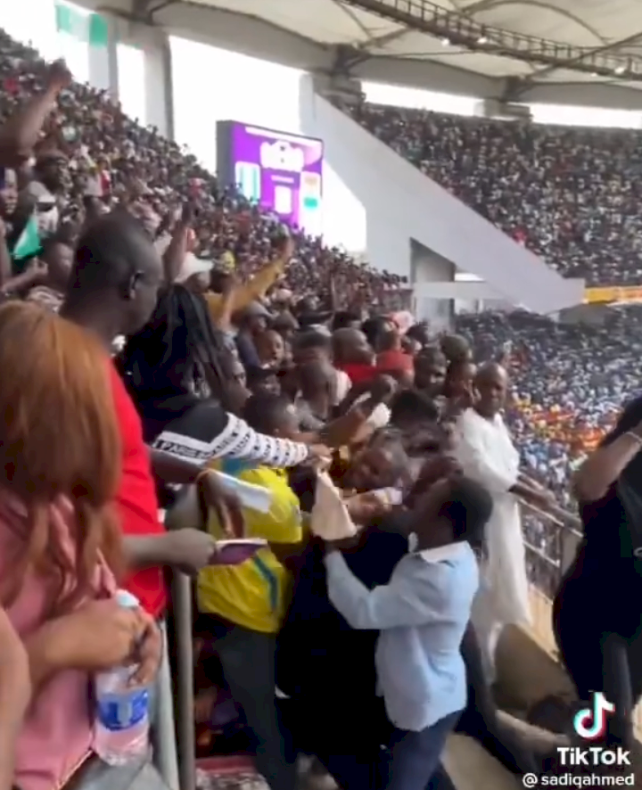 'One nation bound in vawulence' - Watch moment group of individuals engaged in messy fight while the Nigerian national anthem was being recited during World Cup qualifiers