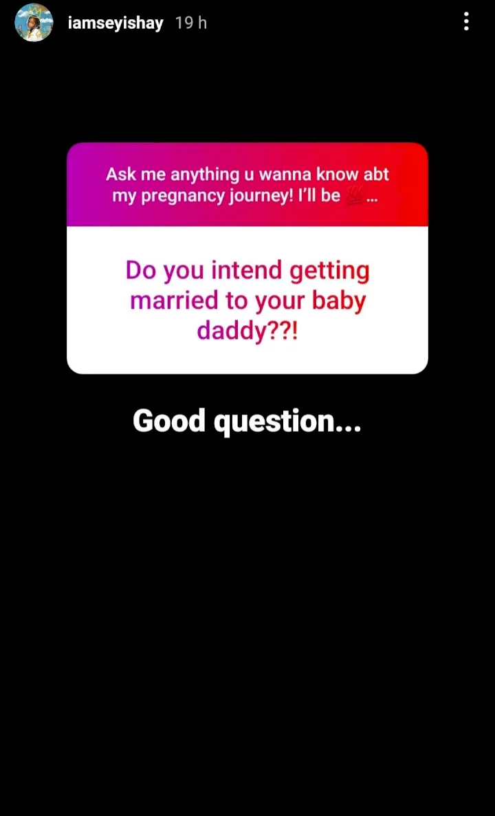 ''Elohim'- Seyi Shay responds after fans inquired who got her pregnant