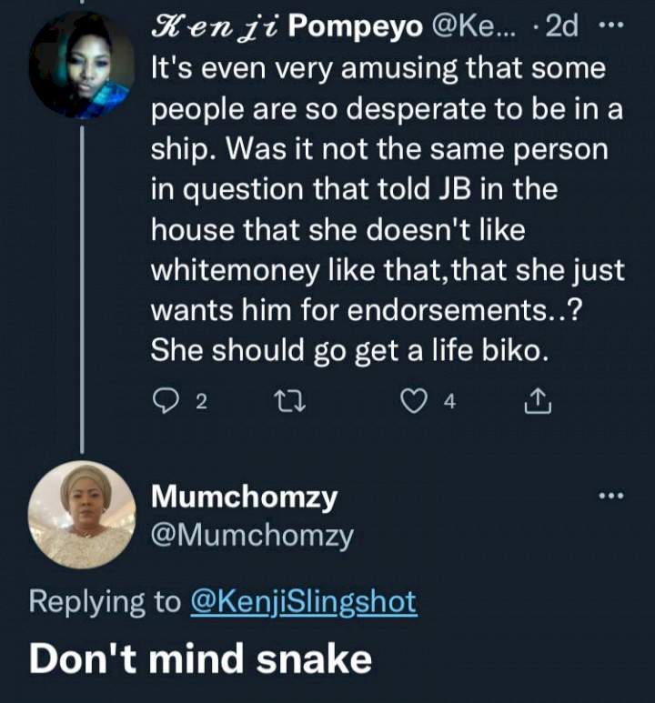 Queen lashes out after being dragged, called 'snake' by Whitemoney's fans
