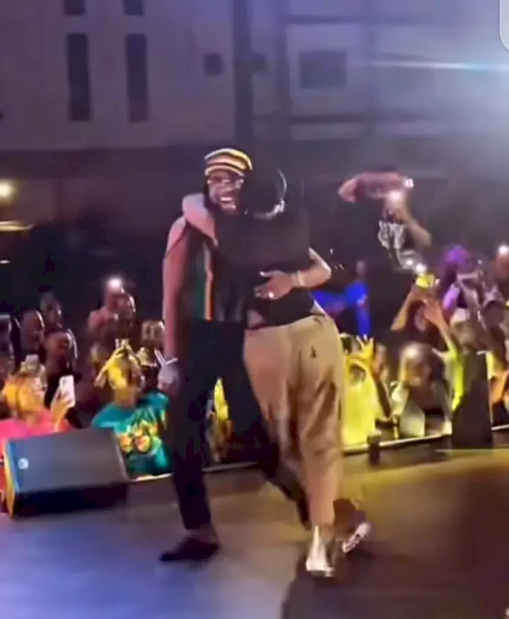 Tiwa Savage reacts as Patoranking rocks her on stage (Video)
