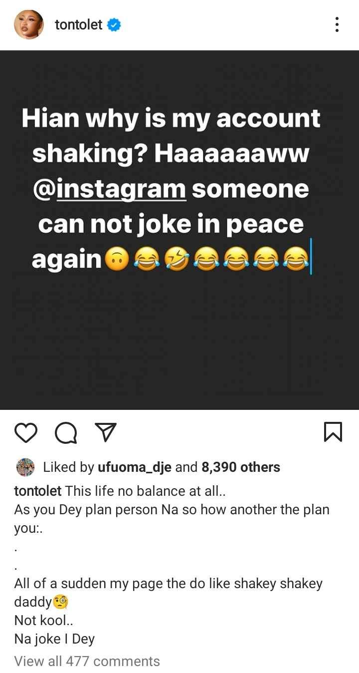 'Why is my account shaking?' - Tonto Dikeh cries out after threatening to hack accounts