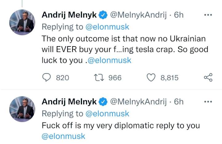 Ukraine tells Elon Musk to ?f?k off? after he shared peace proposal to end war with Russia 