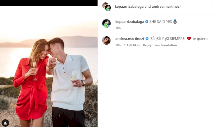 Chelsea goalkeeper Kepa Arrizabalaga announces his engagement to his Miss Universe Spain (photos)