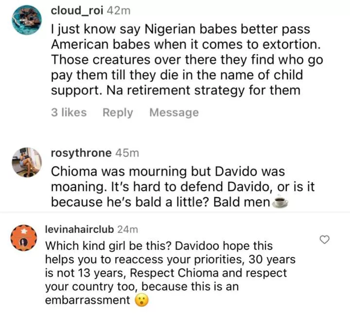 'He was moaning while Chioma was mourning'- Nigerians react to the pregnancy scandal involving Davido and an American lady