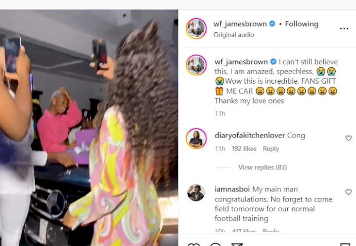 Crossdresser, James Brown excited as he receives brand new Mercedes Benz from fans (Video)