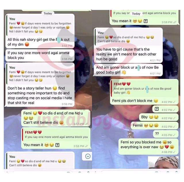 'Femi you promised me forever' - Lady leaks chats as her relationship of 5 years crashes (Video)
