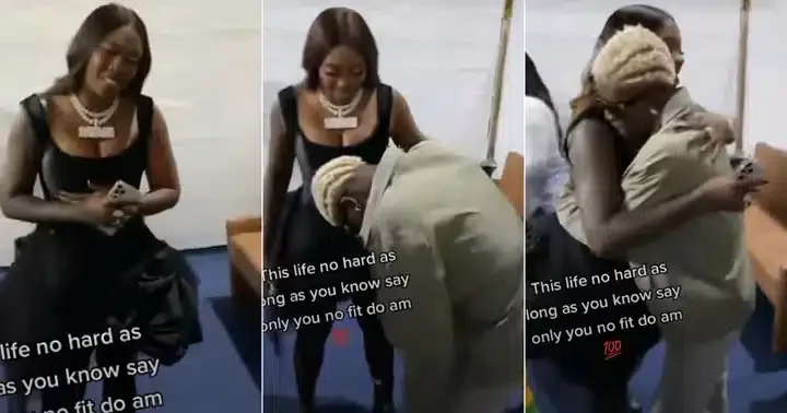 "Tiwa is so humble" - Video trends as Portable meets Tiwa Savage, prostrates for her