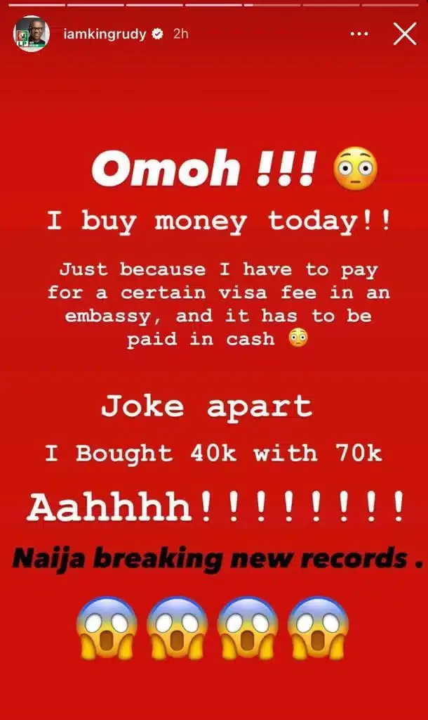 'I bought 40k with 70k' - Paul Okoye groans at Naira scarcity