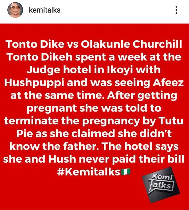 Kemi olunloyo makes shocking allegations against Tonto Dikeh, Hushpuppi named