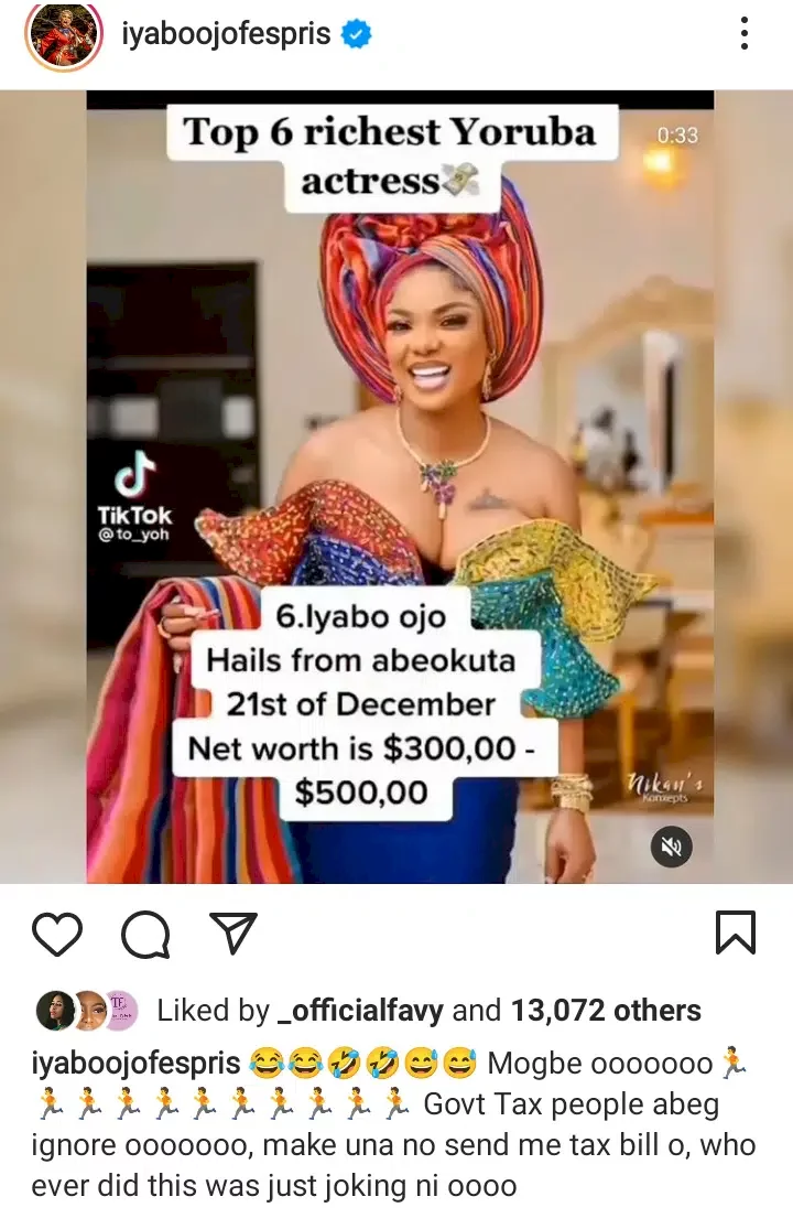 'Whoever did this was joking' - Iyabo Ojo debunks claims of $500k net worth; Mercy Aigbe, Toyin Abraham, others react