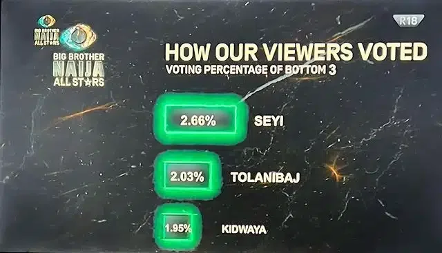 BBNaija All Stars: How viewers voted bottom three housemates