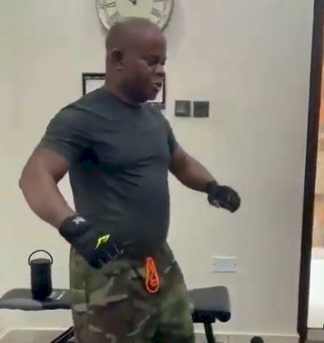 Watch Governor Yahaya Bello show off dance moves during work-out session (Video)