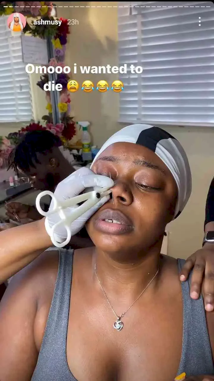 'I feel the shame of my daughter turning to BBN Angel' - Ashmusy shares screenshot of what her mother told her after she pierced her nose