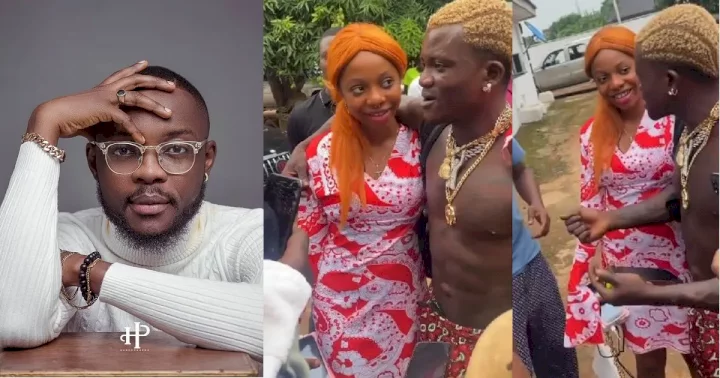 "Na so olosho work start o" - Actor, Ogbolor reacts to video of a young lady staring 'lustfully' at Portable