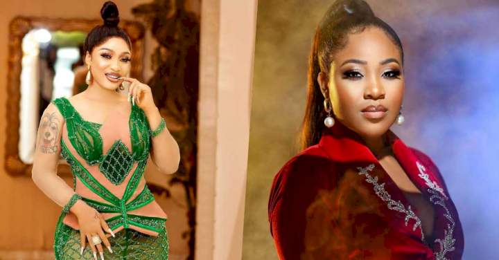 "I didn't say this, it's fake" - Tonto Dikeh reacts to photoshoped praises for Erica