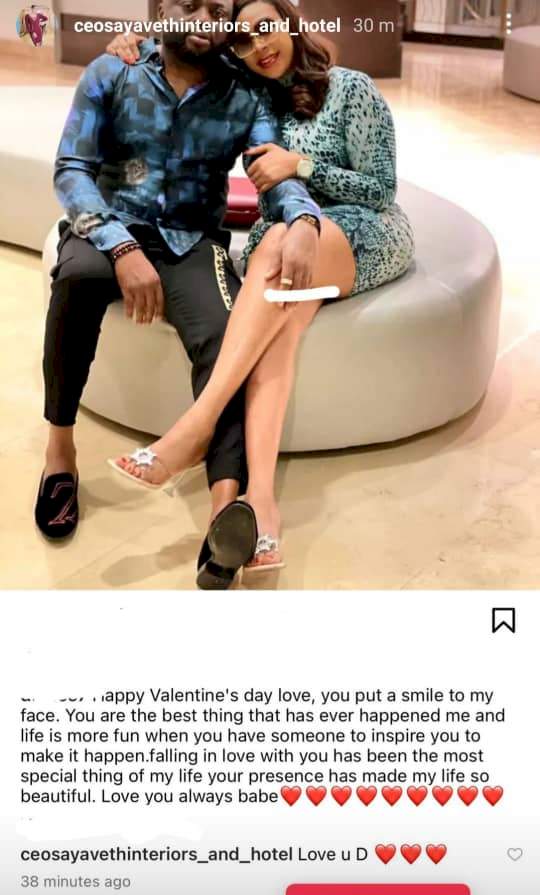 You are the best thing that has ever happened to me - Interior Designer, Ehi Ogbebor's lover, Dennis Osifo, professes love to her as they celebrates Valentines day together