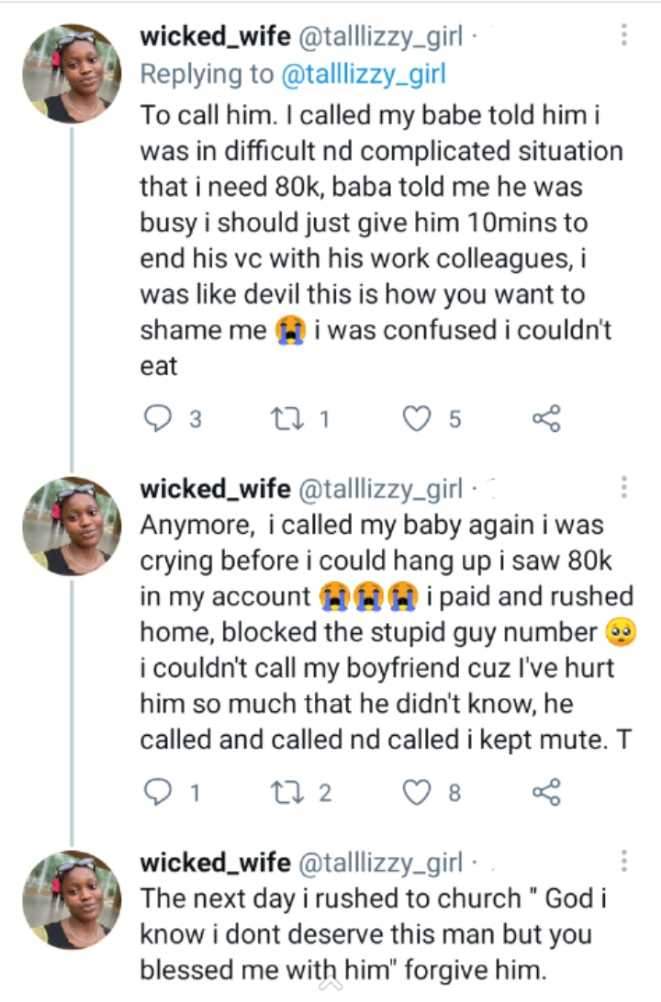 Lady narrates how she called her main boyfriend to pay bills at a restaurant after her side boo ran away