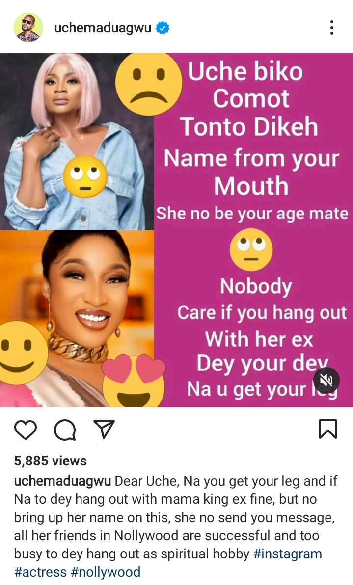 'Comot Tonto Dikeh name from your mouth' - Uche Maduagwu slams Uche Ogbodo as he defends his long-time crush