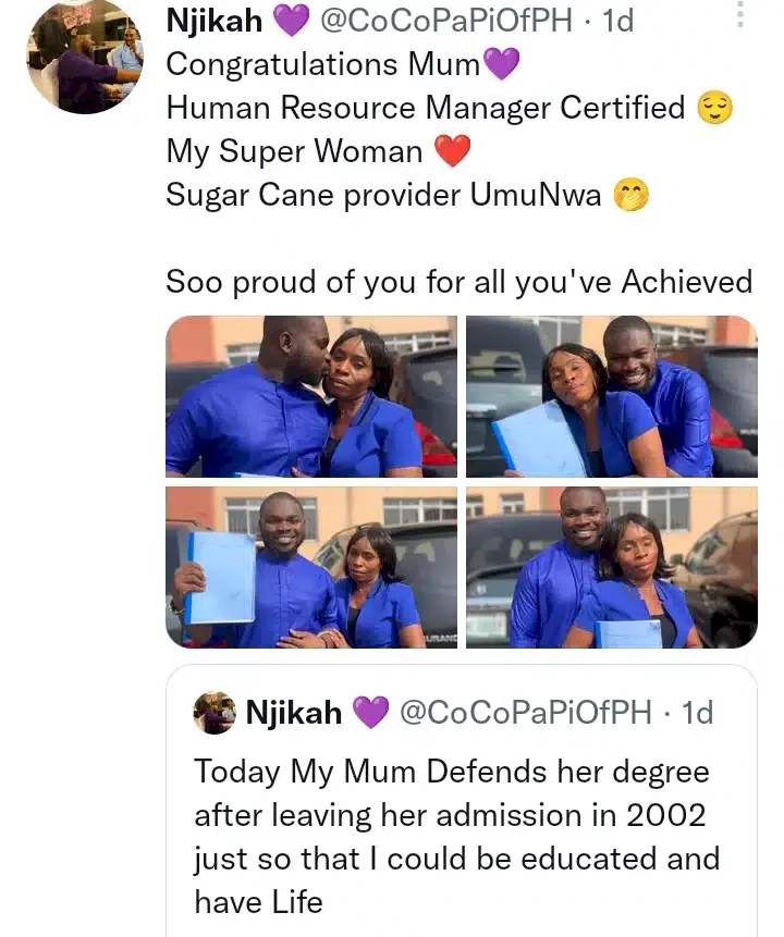 'Mothers are the best' - Man celebrates mom as she graduates from University 20 years after she dropped out to care for him