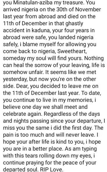 'Someday, my soul will find yours' - Nigerian man mourns girlfriend who died in accident 11 days after returning from abroad